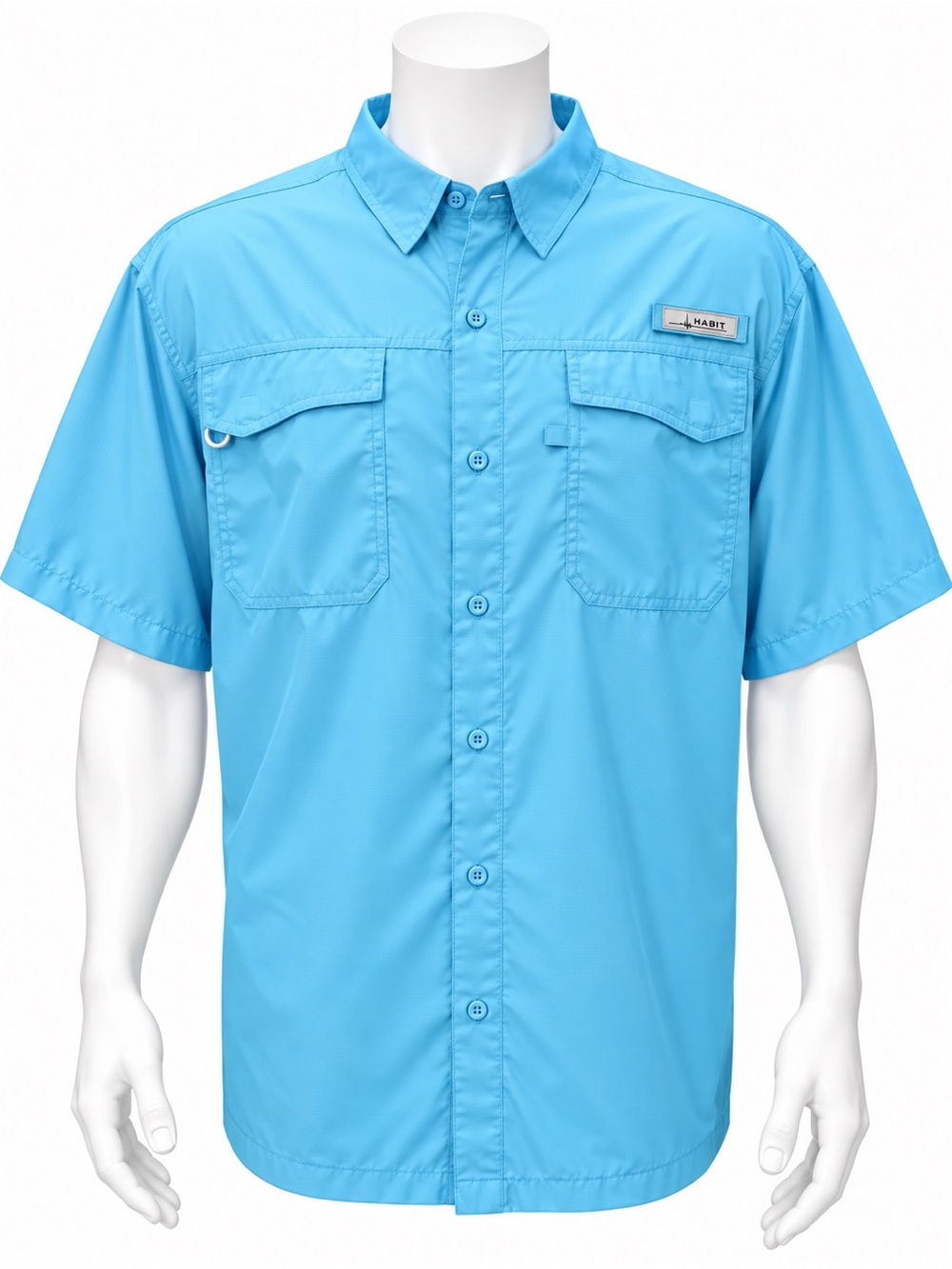 Habit Light Blue Vented Button Up Men's Short Sleeve Fishing Shirt Size XXL 2XL